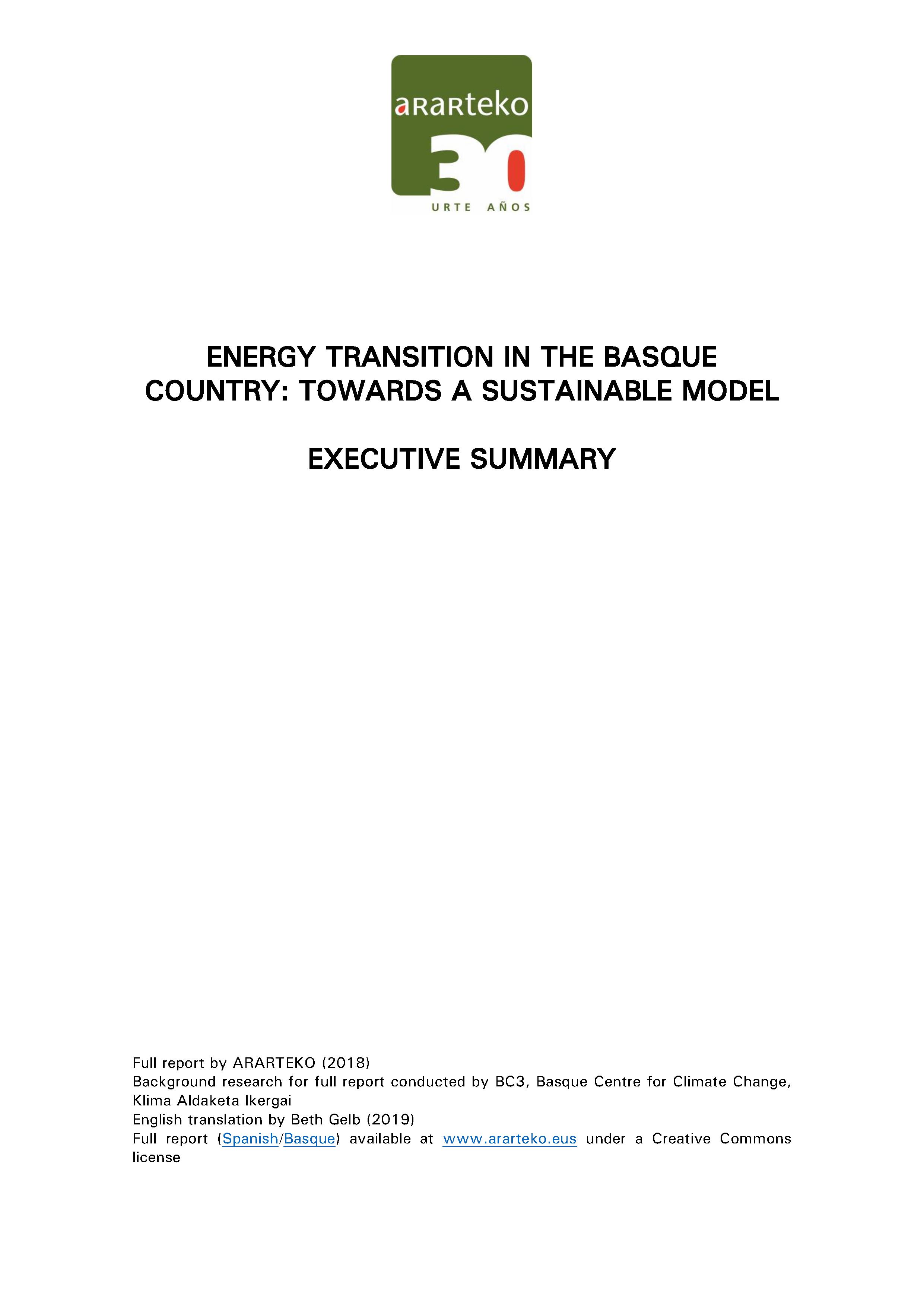 Energy transition in the Basque Country: towards a sustainable model